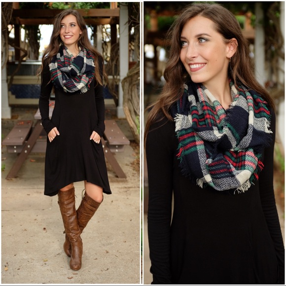 Infinity Raine Accessories - Navy Plaid Infinity Scarf